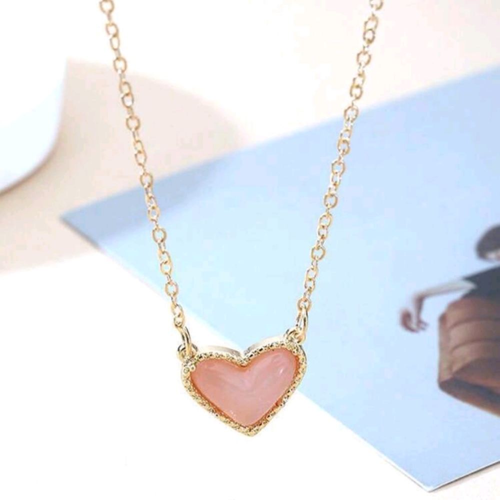 Dainty & Feminine Golden Rose Heart Pendant Necklace